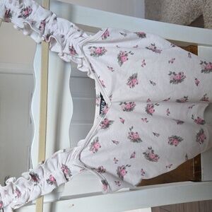 SHEIN Pink Floral Ruffle Strap Top